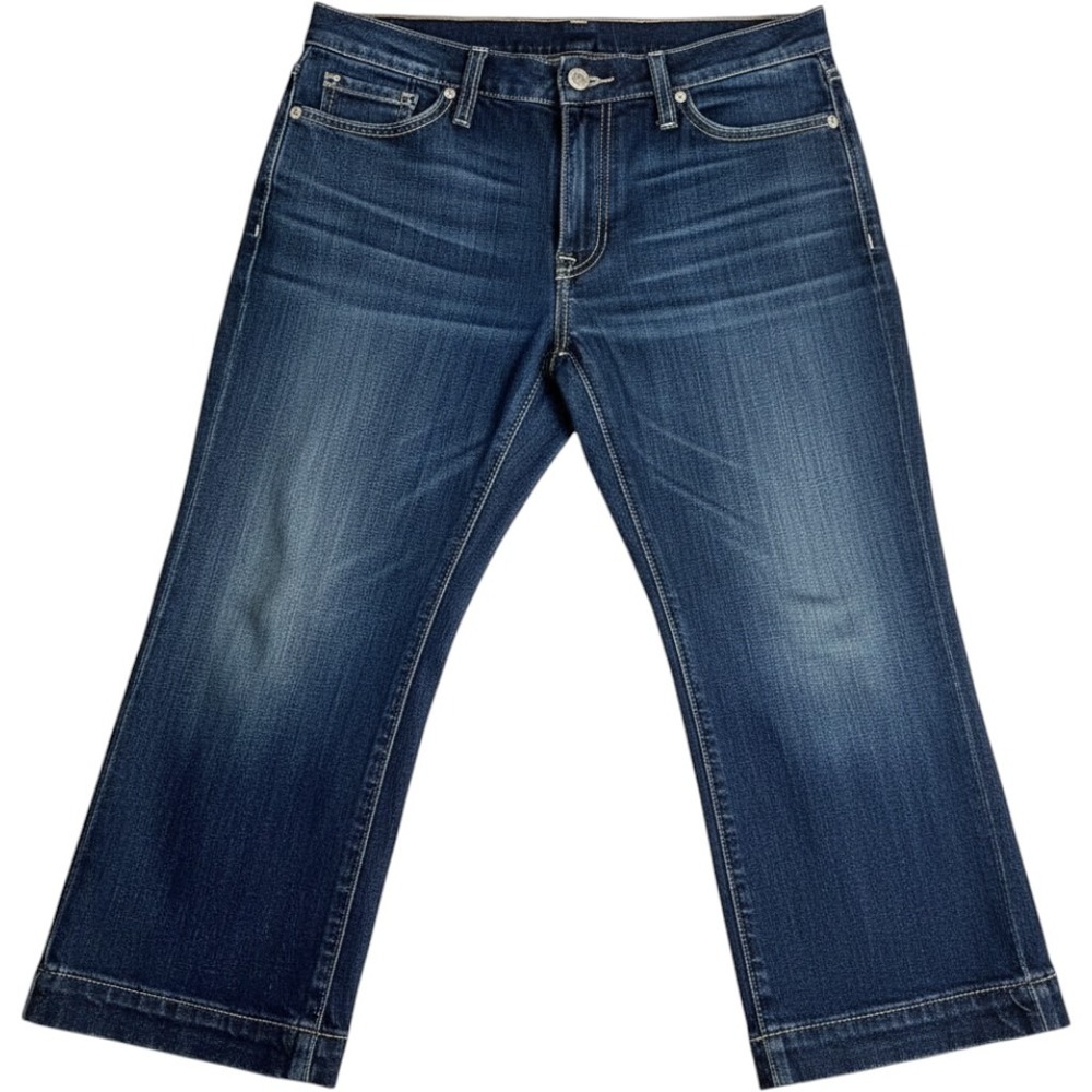 Gap‎ Capri Jeans Womens 6 Dark Wash Mid Rise Button Flap Pocket Cropped Denim
